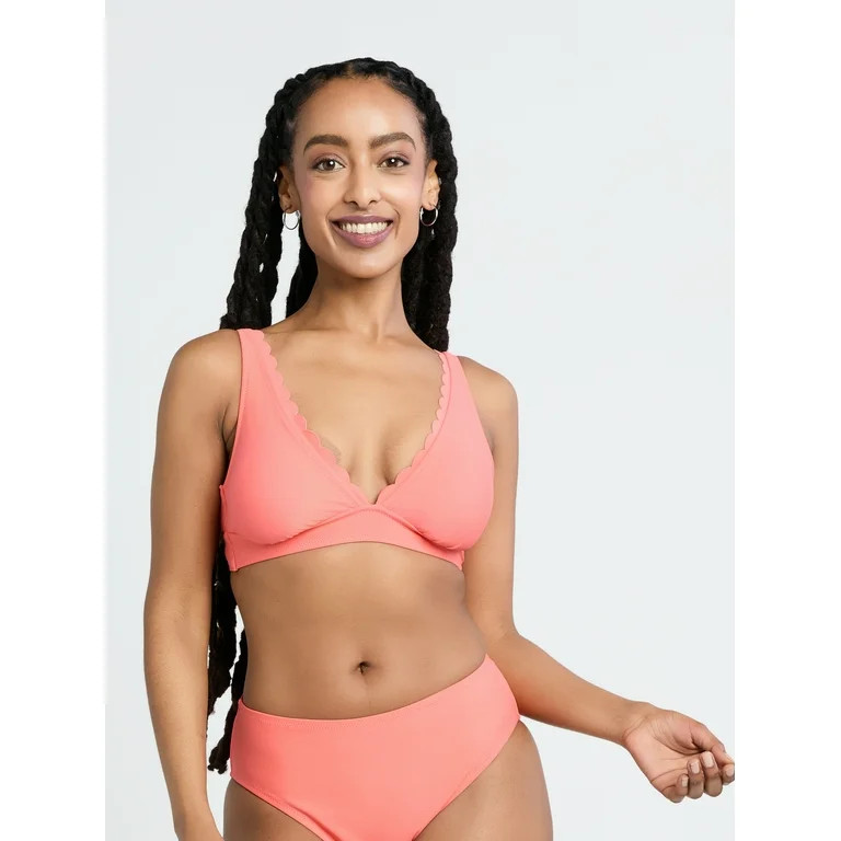 Time and Tru Women's and Women's Plus Scalloped Bikini Top, Sizes S-3X | Walmart (US)