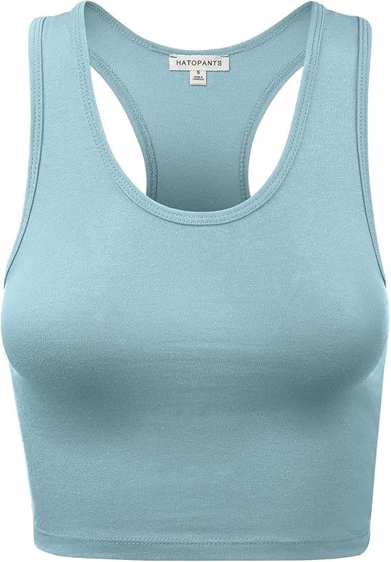 HATOPANTS Women's Sleeveless Racerback Crop Tank Top Camisole Cotton Casual Basic Shirts | Amazon (US)