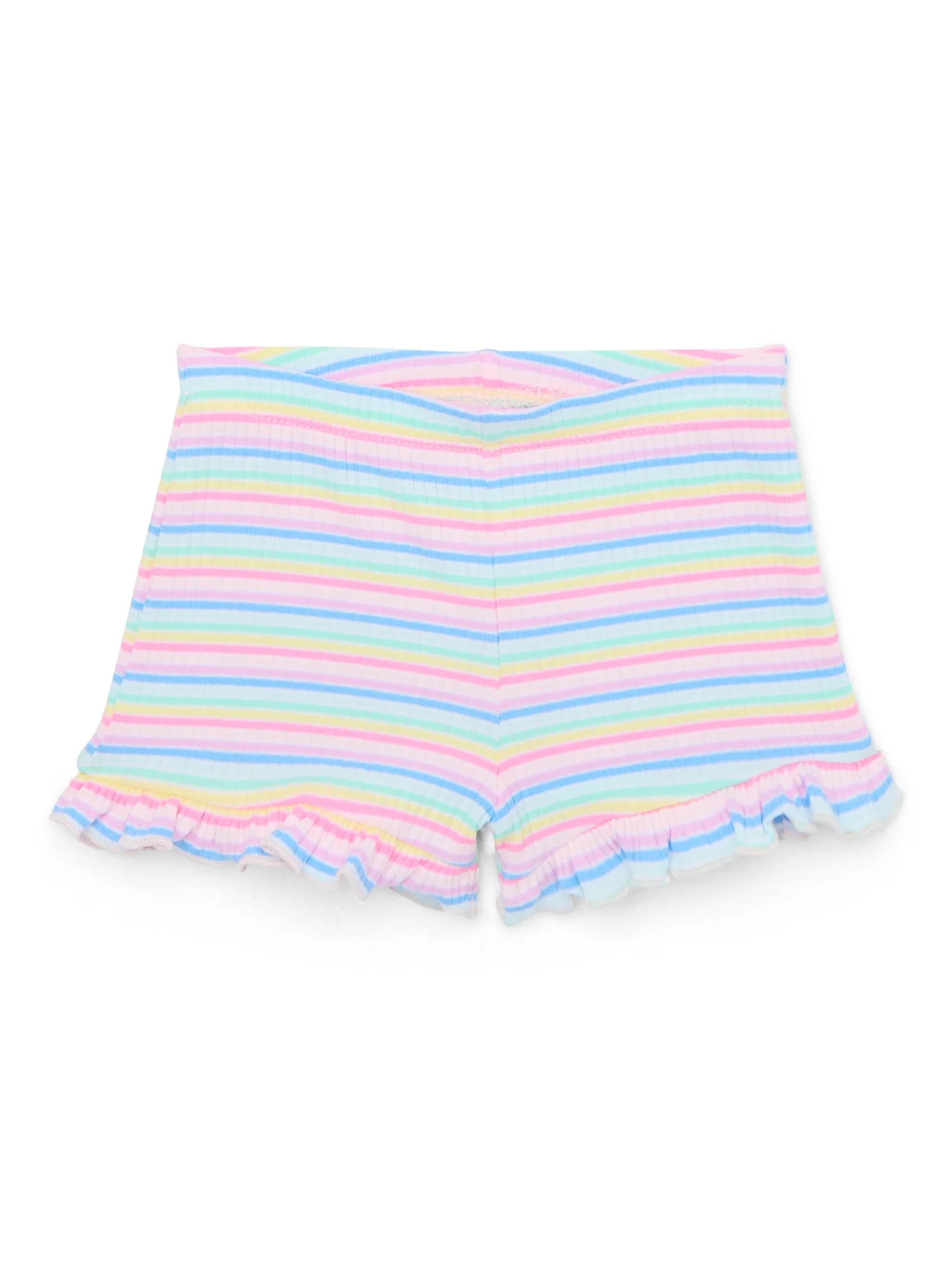 Garanimals Baby Girl Ruffle Edge Striped Rib Shorts, Sizes 0-24 Months | Walmart (US)