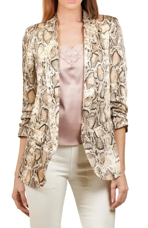 NIKKI LUND Nina Snake Print Blazer in Taupe at Nordstrom, Size X-Small | Nordstrom
