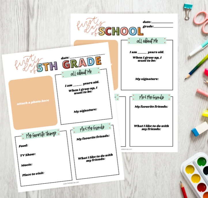 First Day of School | Printable Pages | The Letter Vee