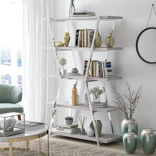 Silver Orchid Epstewin Metal Frame 4-shelf Bookcase/Room Divider - Chrome | Bed Bath & Beyond