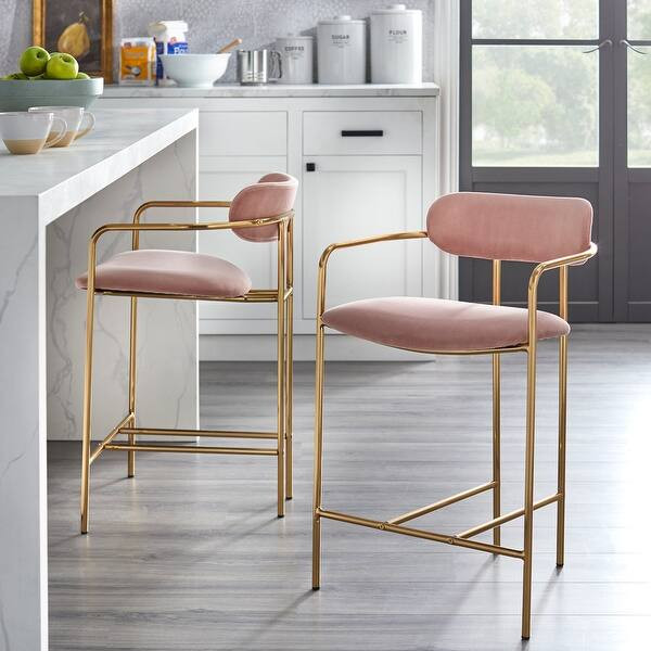 Simple Living Retro Grey Velvet Stool (Set of 2) - Grey | Bed Bath & Beyond