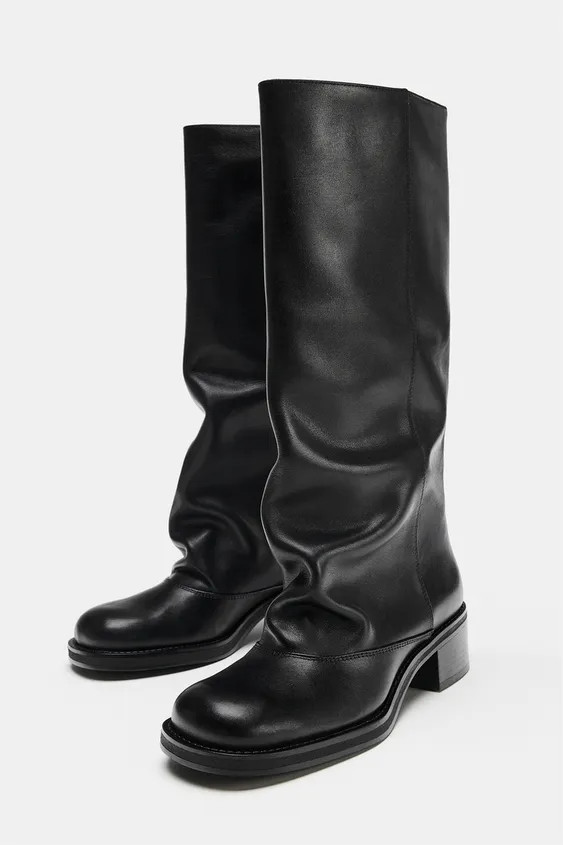LEATHER BIKER BOOTS | Zara US