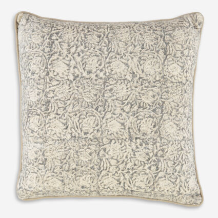 Beige Embroidered Floral Cushion 45x45cm | TK Maxx