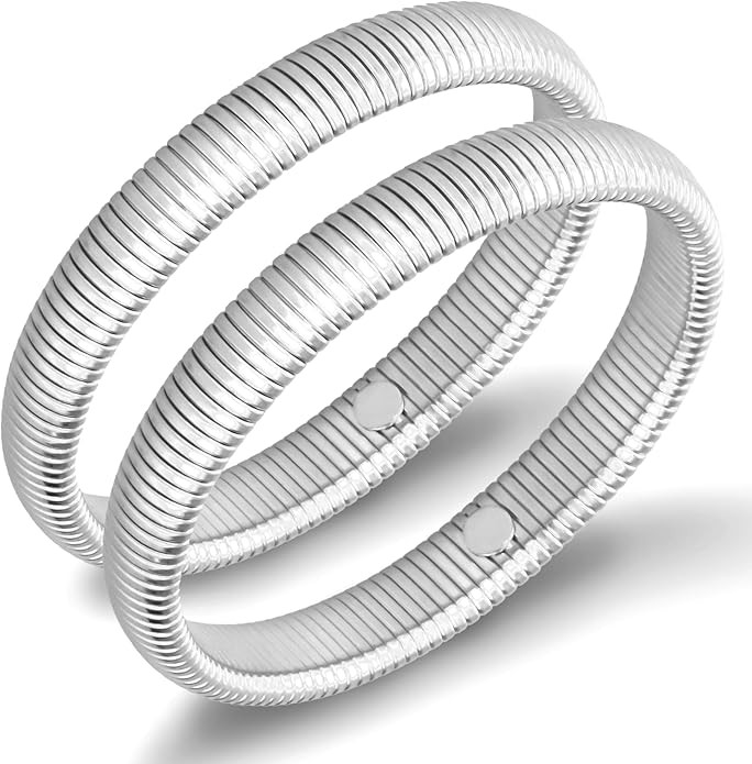 Gold Bangle Bracelets for Women Chunky Stretch Bracelet Set Stackable Bangles 14K Gold Plated Sta... | Amazon (US)