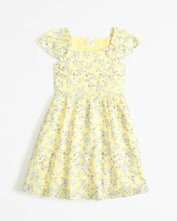 girls flutter sleeve embroidered mini dress | girls dresses & rompers | Abercrombie.com | Abercrombie & Fitch (US)
