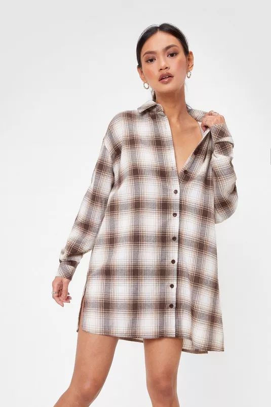 Oversized Plaid Shirt Dress | Nasty Gal (US)