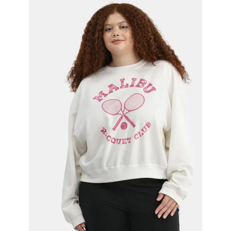 No Boundaries Graphic Crewneck Sweatshirt, Midweight, Women's Plus - Walmart.com | Walmart (US)