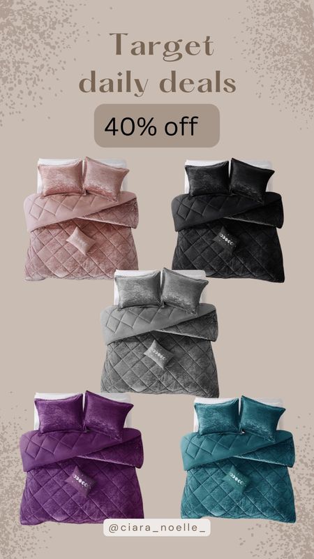 40% off velvet bed sets from Target. I had the blush one and loved it. Great quality  

#LTKhome #LTKsalealert #LTKHoliday