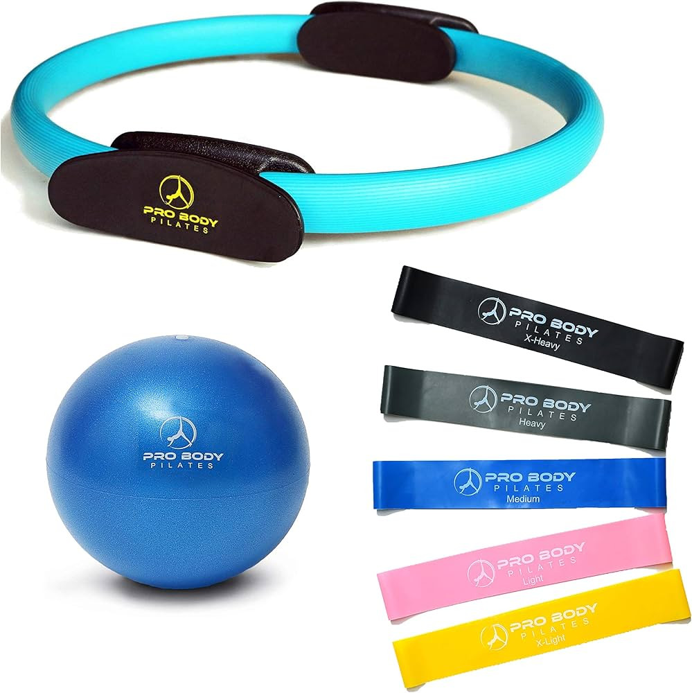 ProBody Pilates Home Workout Bundle (3pcs) - 14" Magic Circle, 9" Mini Exercise Ball and 5 Resist... | Amazon (US)