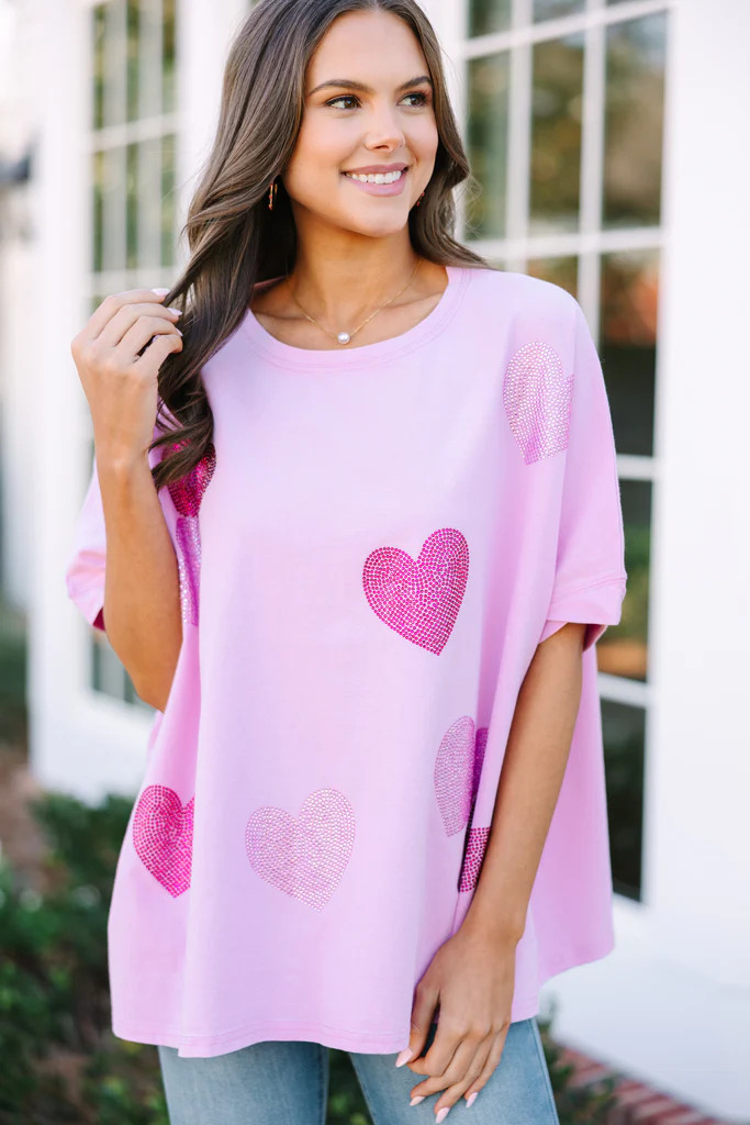 All The Love Lilac Purple Rhinestone Heart Top | The Mint Julep Boutique
