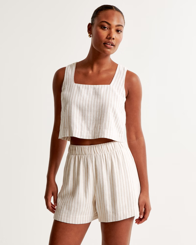 Linen-Blend Pull-On Short | Abercrombie & Fitch (US)