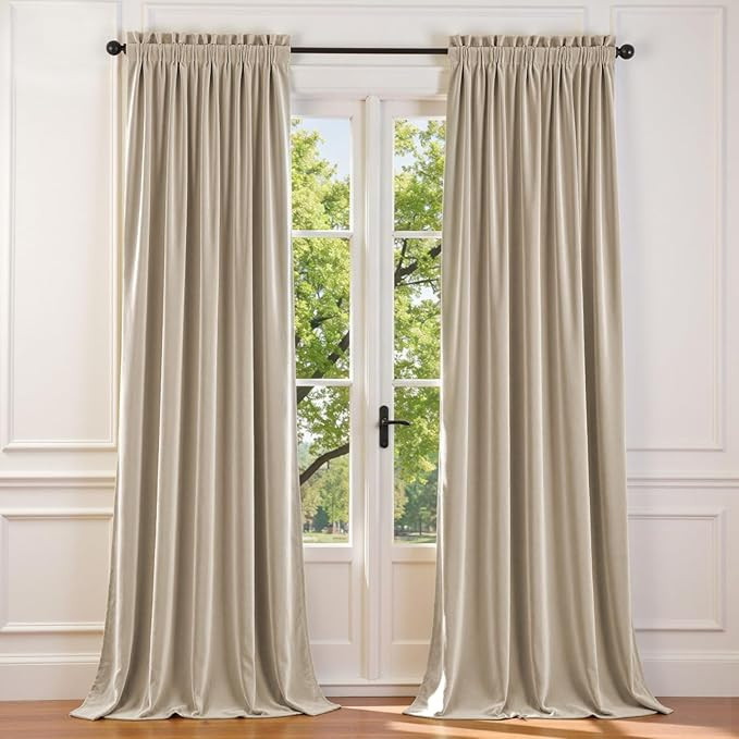 Lazzzy Velvet Blackout Extra Long Curtains Thermal Insulated Room Window Drapes Super Soft Luxury... | Amazon (US)