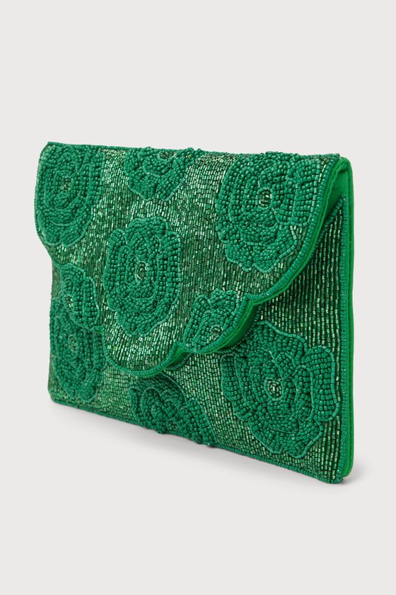 Hand-Picked Green Beaded Clutch | Lulus