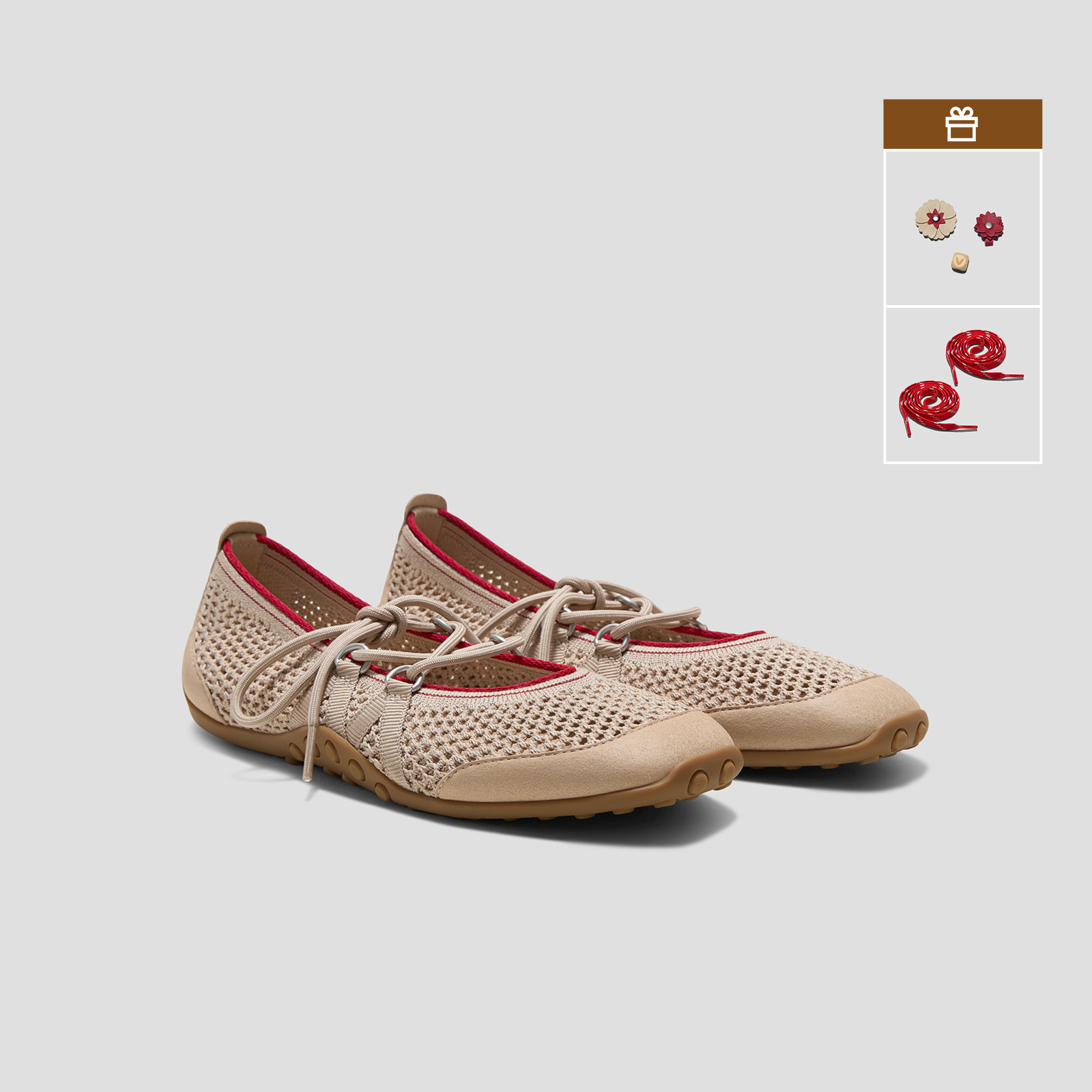 VIVAIA Square-Toe Hybrid Mesh Mary Janes (Cecily)|ALMOND MESH|5.5-6 | VIVAIA