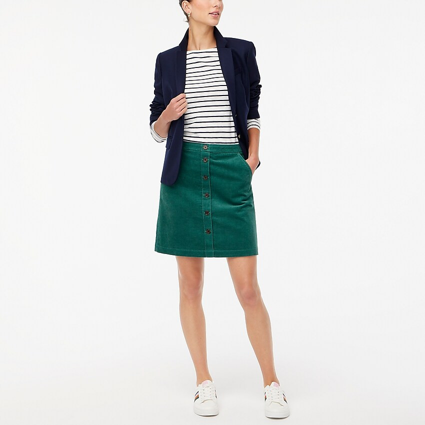 Corduroy button-front mini skirt | J.Crew Factory