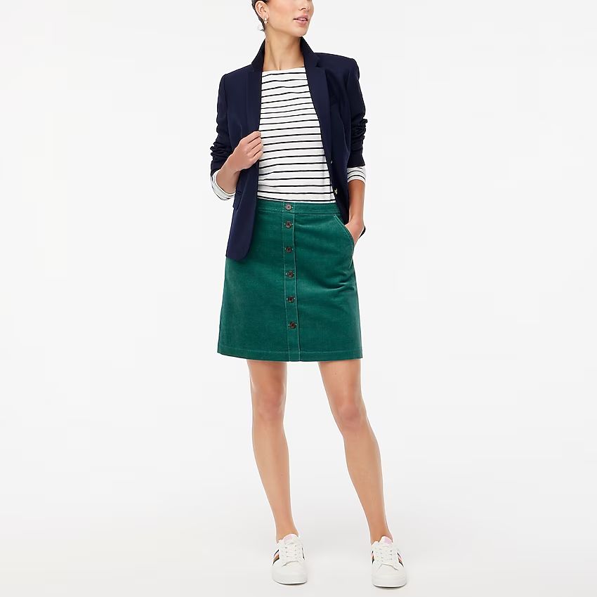 Corduroy button-front mini skirt | J.Crew Factory