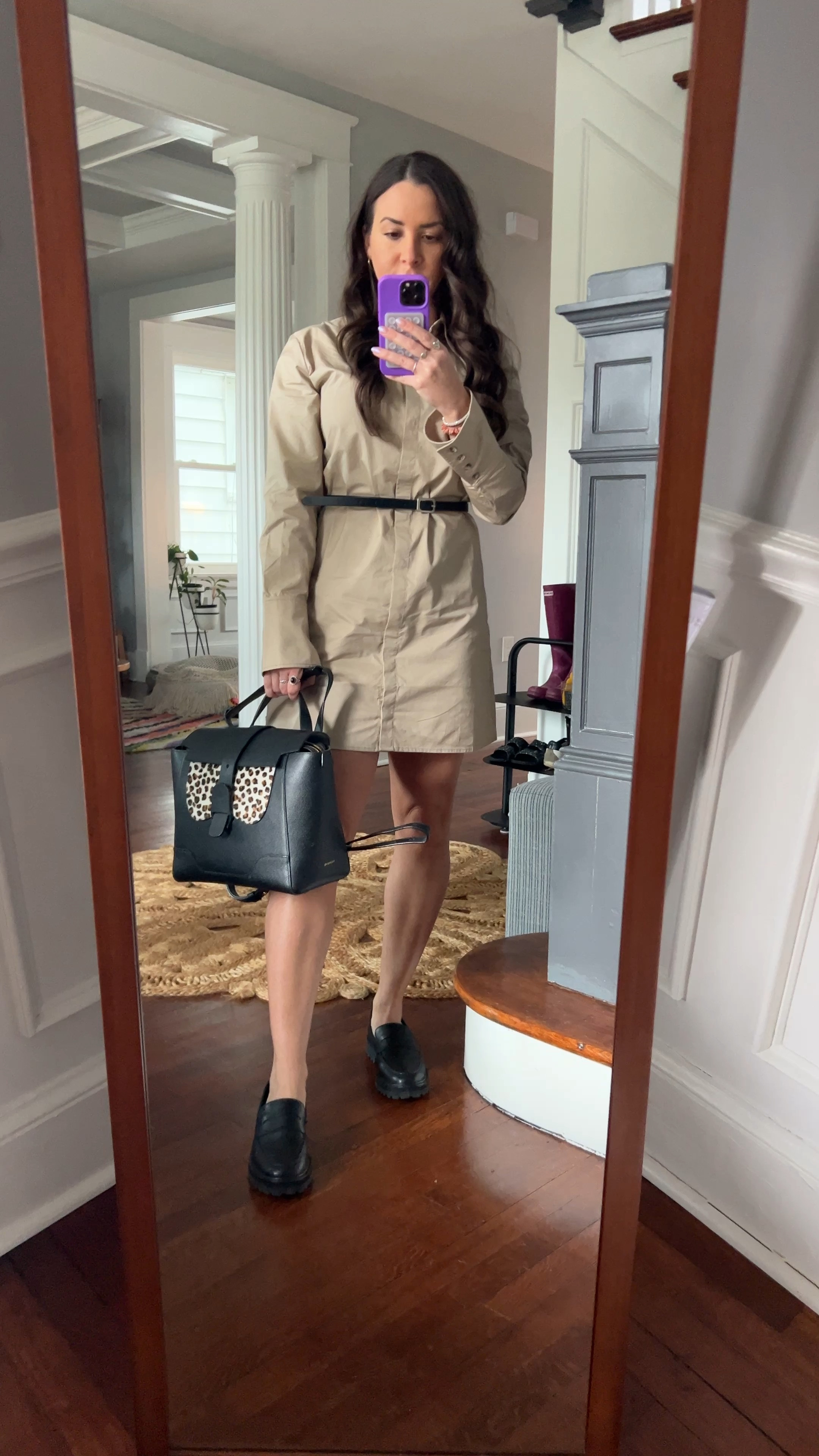 Khaki dress. Work wear. Loafers and dress. Lug loafers. Senreve

#LTKstyletip #LTKVideo #LTKworkwear