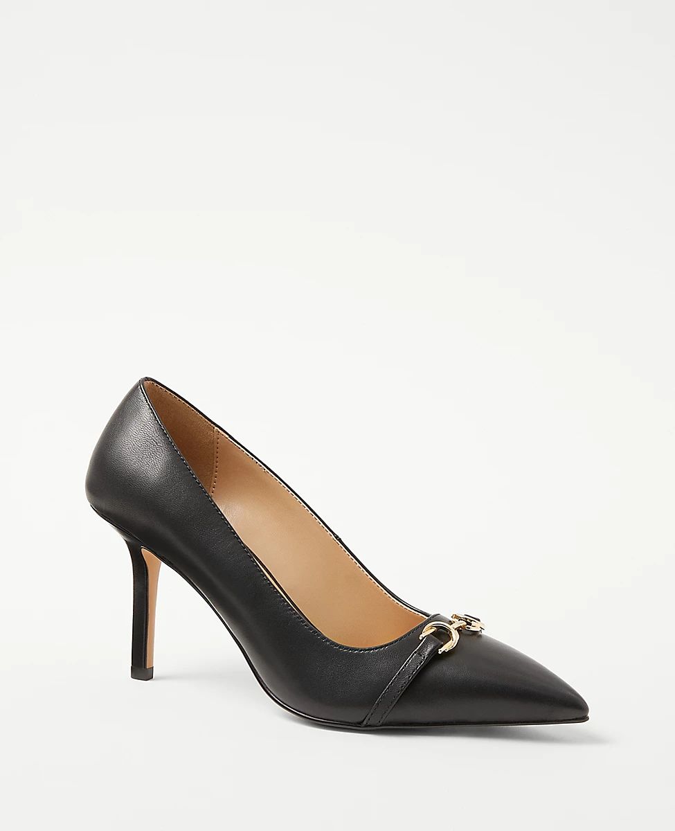 Leather Buckle Pointy Toe Pumps | Ann Taylor (US)