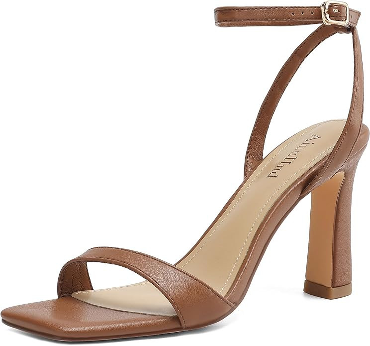 Women's Heeled Sandals Square Open Toe Chunky High Heels Ankle Strap Sandals for Women Prom Weddi... | Amazon (US)