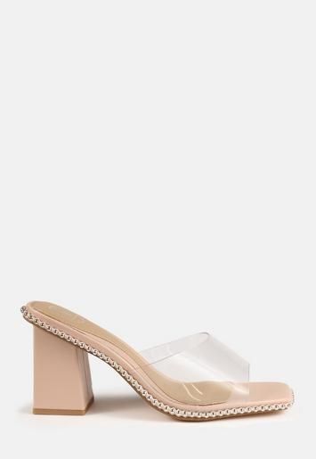Missguided - Nude Clear Upper Block Heeled Sandals | Missguided (UK & IE)