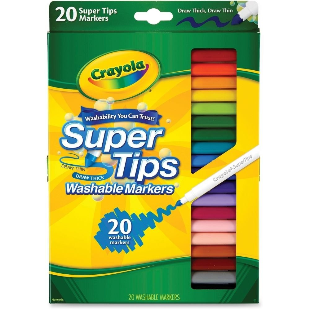 Crayola 588106 Washable Super Tips Markers, Assorted, 20/Set | Amazon (US)
