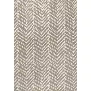 nuLOOM Macklin Contemporary Herringbone Brown 5 ft. x 8 ft. Indoor/Outdoor Patio Area Rug OWDN32A... | The Home Depot