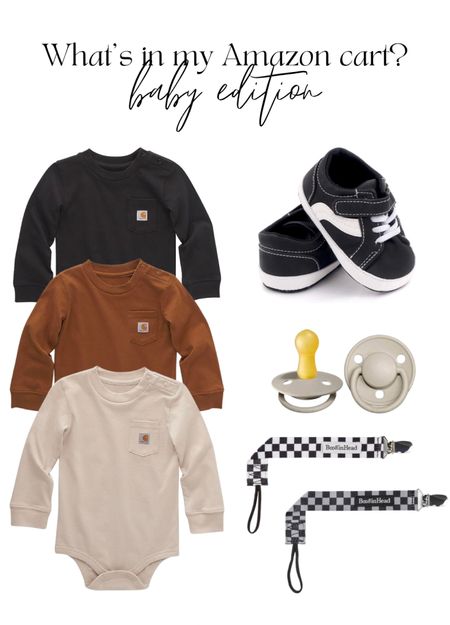 What’s in my Amazon cart? 

Fall baby boy clothes! Neutral Carhartt onesies, baby shoes, and pacifier leashes. Neutral browns, black and white checker patterns.

#LTKSeasonal #LTKbaby #LTKkids