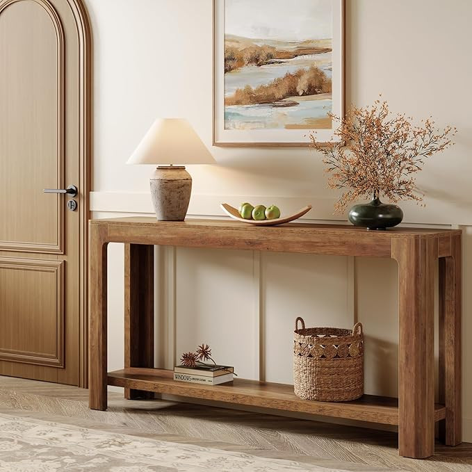 Tribesigns 63 Inch Entryway Console Table, 2-Tier Farmhouse Narrow Sofa Table Behind Couch, Accen... | Amazon (US)
