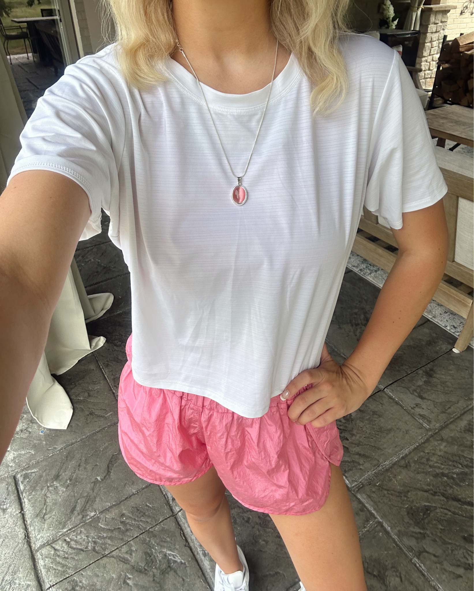 little casual athletic outfit! - the specific color in these shorts no longer available but there are other colors <3

pink and white outfit, silver jewelry, running shorts, athletic tee, sneakers

#LTKVideo #LTKFitness #LTKActive