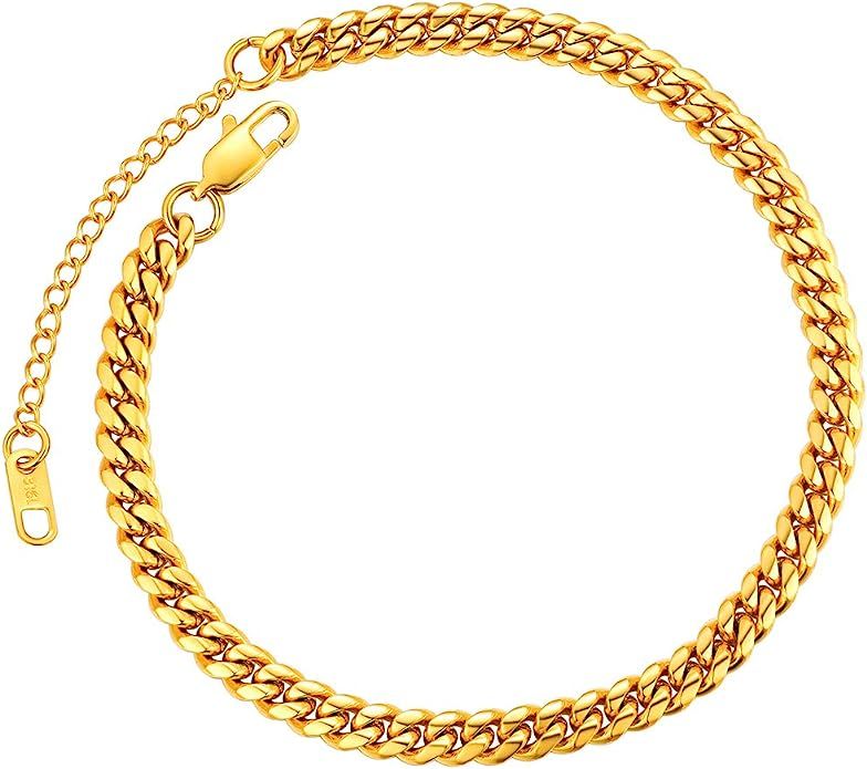 ChainsPro Resizable Anklet Chain for Women Men, Figaro/Wheat/Twist Rope/Cuban Foot Bracelet-Stron... | Amazon (US)