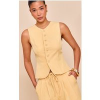 Butter Yellow Tailored Woven Vest Top | PrettyLittleThing US