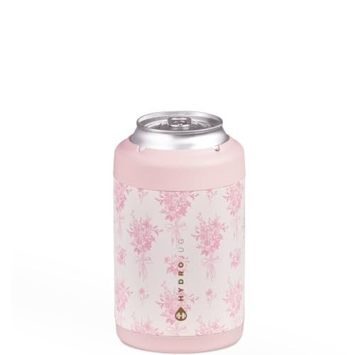 HydroJug Standard Can Cooler - 2-in-1 Insulated Can Cooler Cup - Stainless Steel Can Holder with Non-Slip Rubber Base - Screw-Top Lid - Dishwasher Safe - 12oz, Bouquet | Amazon (US)