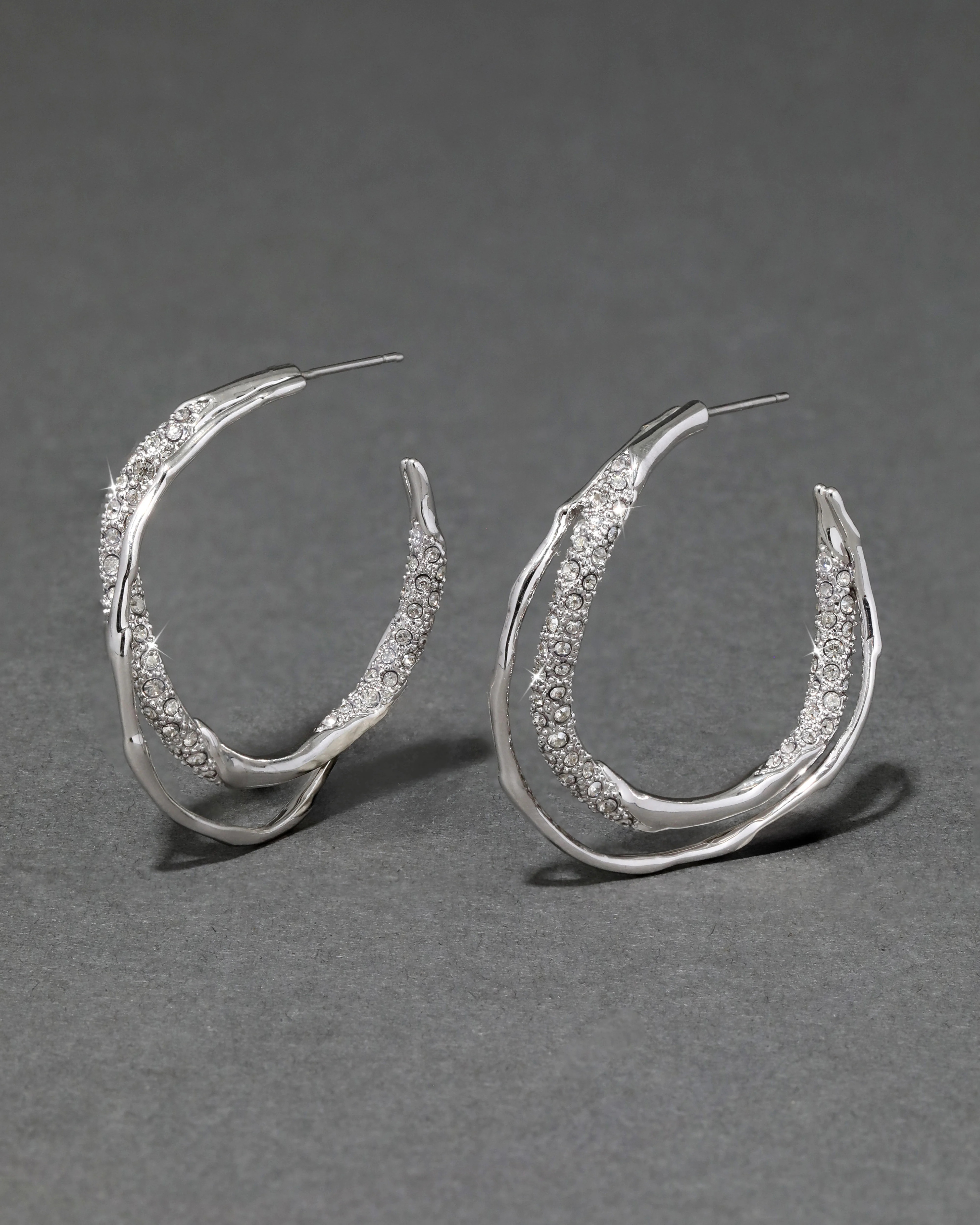Solanales Silver Crystal Twist Hoop Earrings | Alexis Bittar | Alexis Bittar