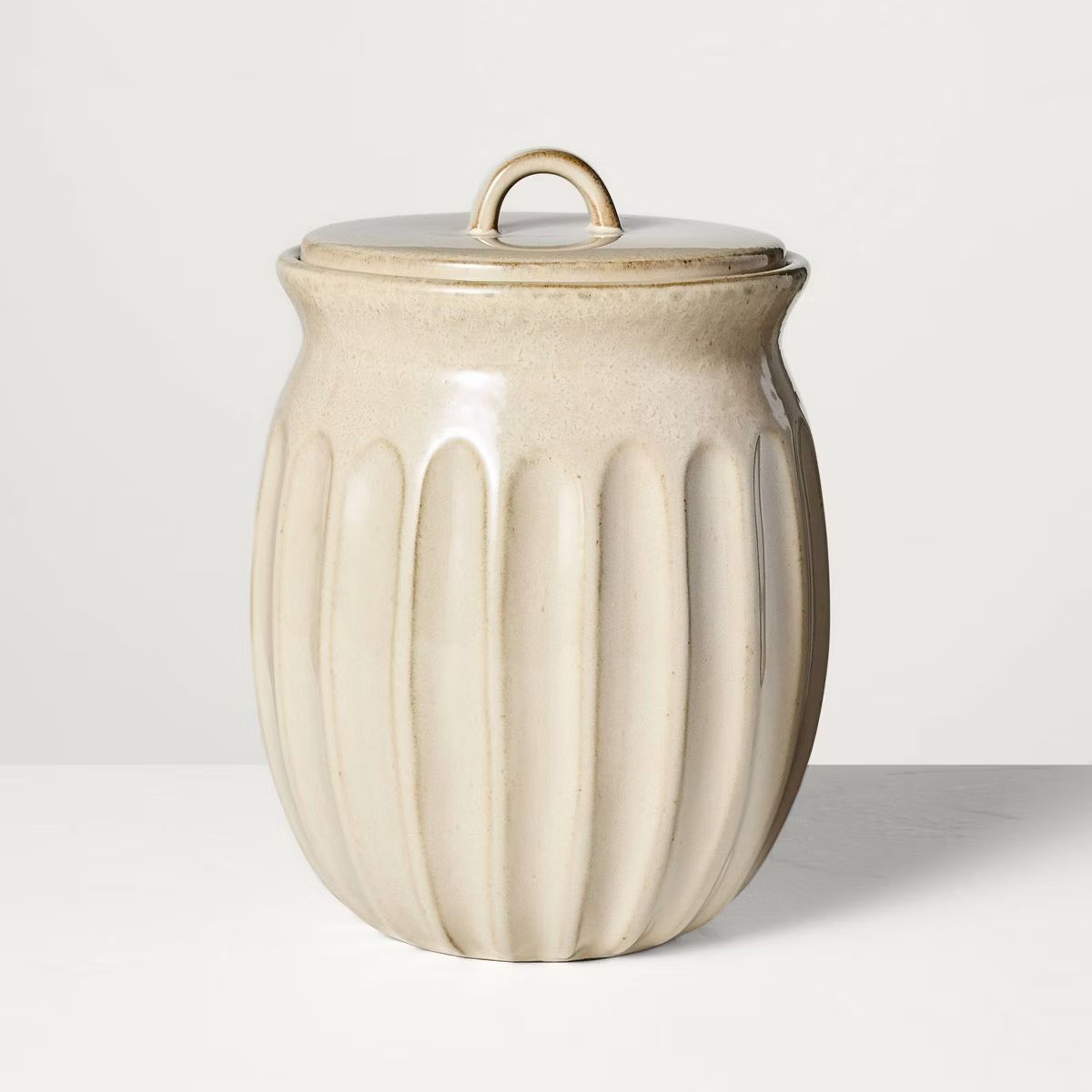 Fluted Stoneware Countertop Canister Tan - Hearth & Hand™ with Magnolia | Target