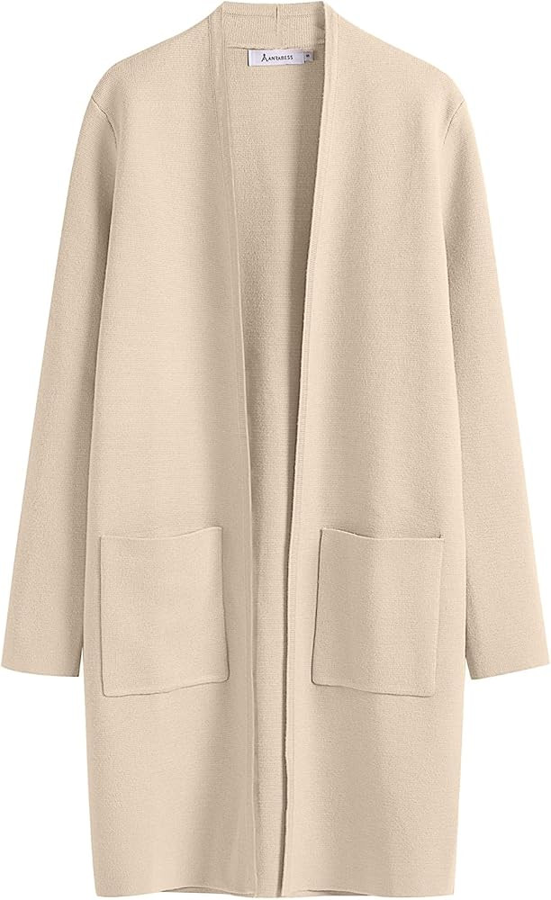 ANRABESS Cardigan Sweater for Women Casual 2023 Fall Winter Fashion Coat Long Sleeve Open Front K... | Amazon (US)