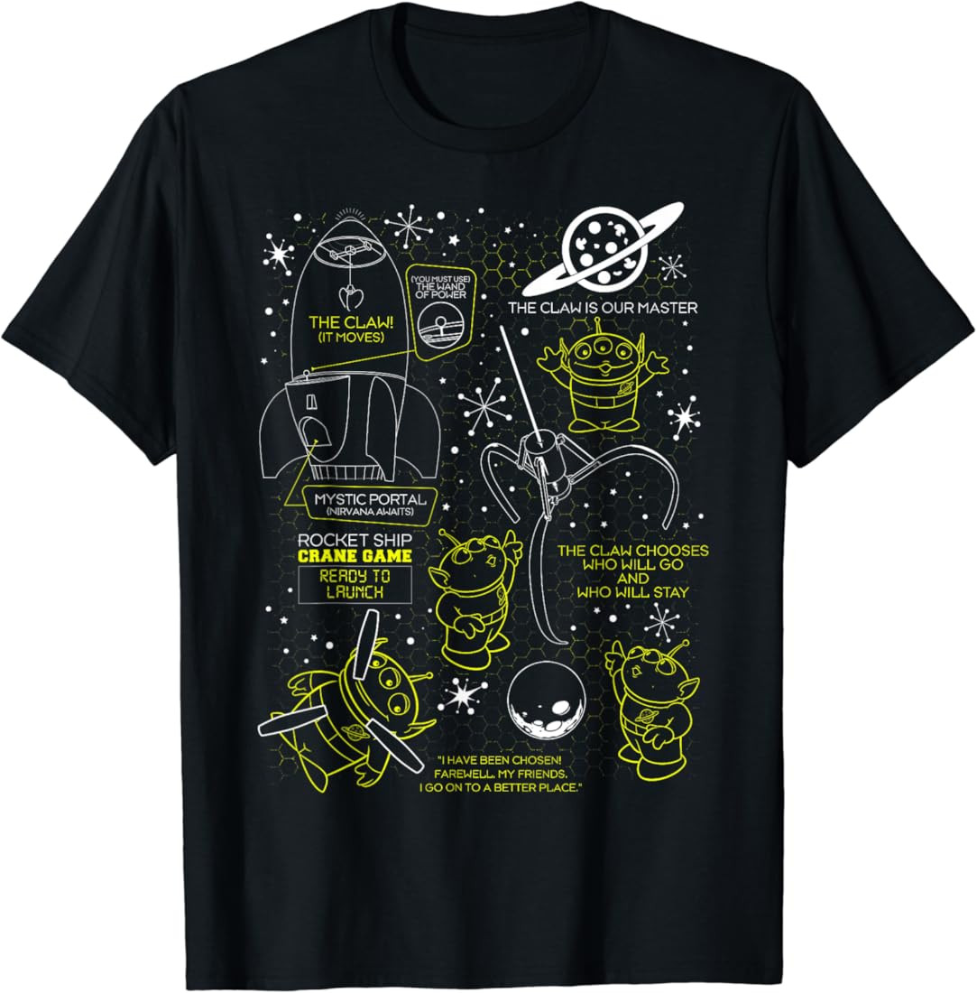 Disney Pixar Toy Story Pizza Planet Alien Rocket Ship Game T-Shirt | Amazon (US)
