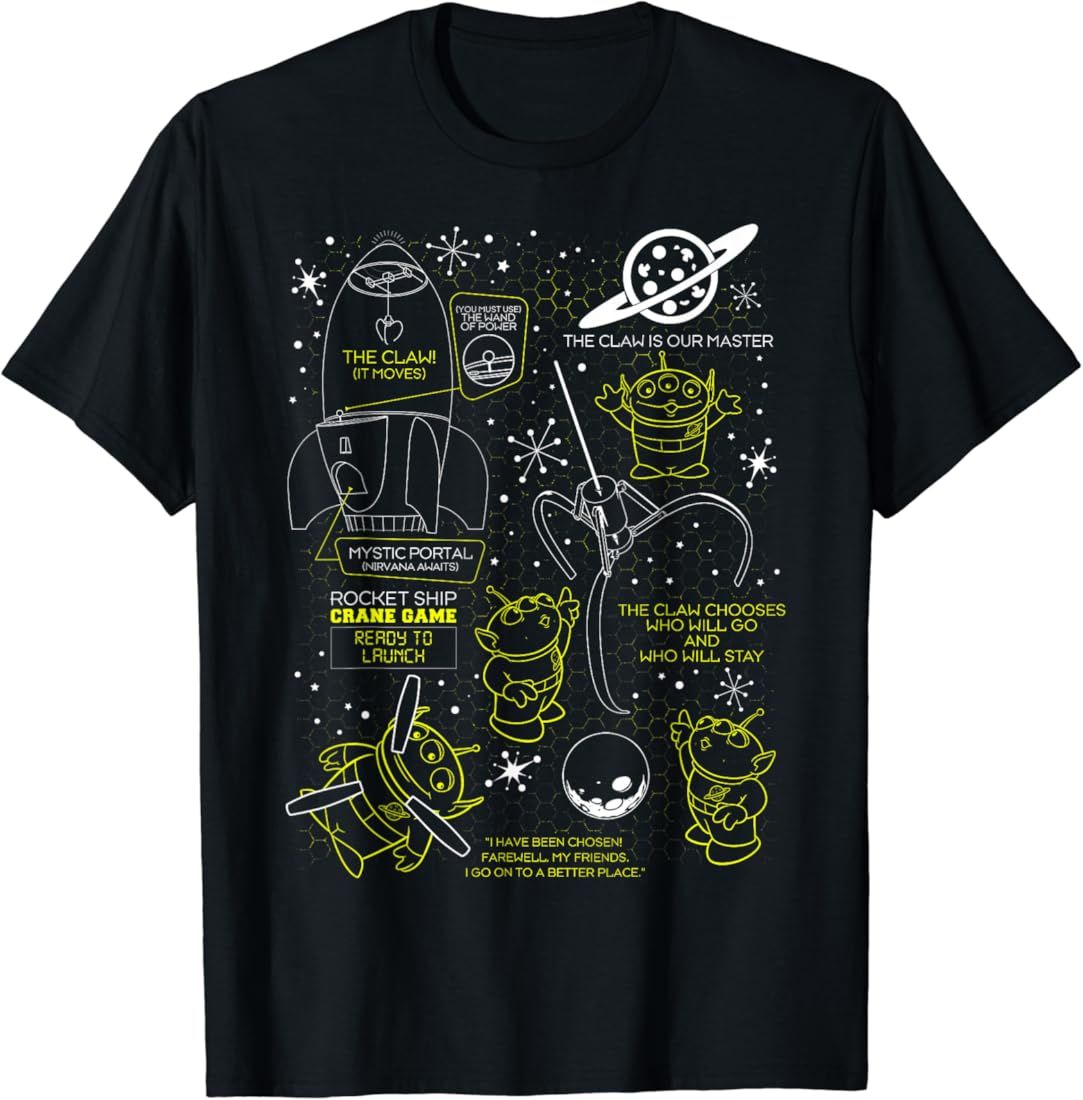 Disney Pixar Toy Story Pizza Planet Alien Rocket Ship Game T-Shirt | Amazon (US)