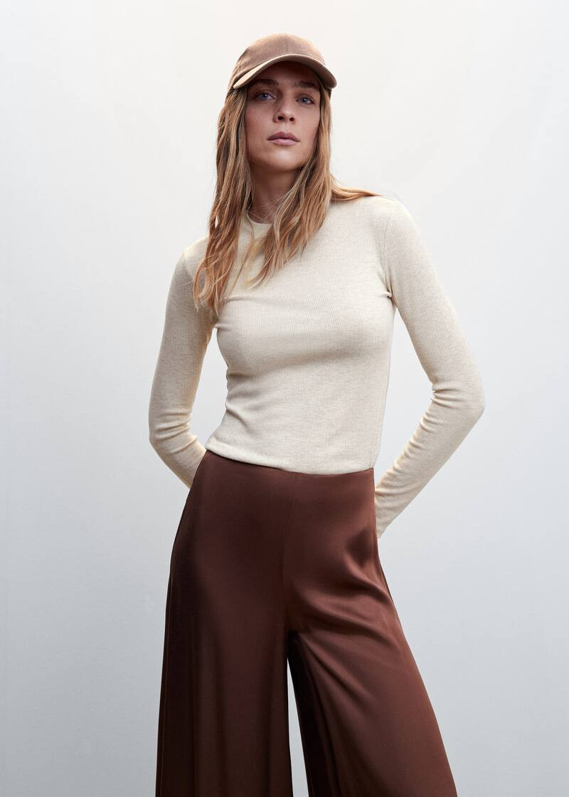 Ribbed knit t-shirt | MANGO (US)