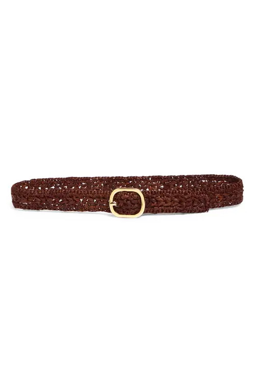 Veronica Beard Raffia Loop Belt in Brown at Nordstrom, Size Large | Nordstrom