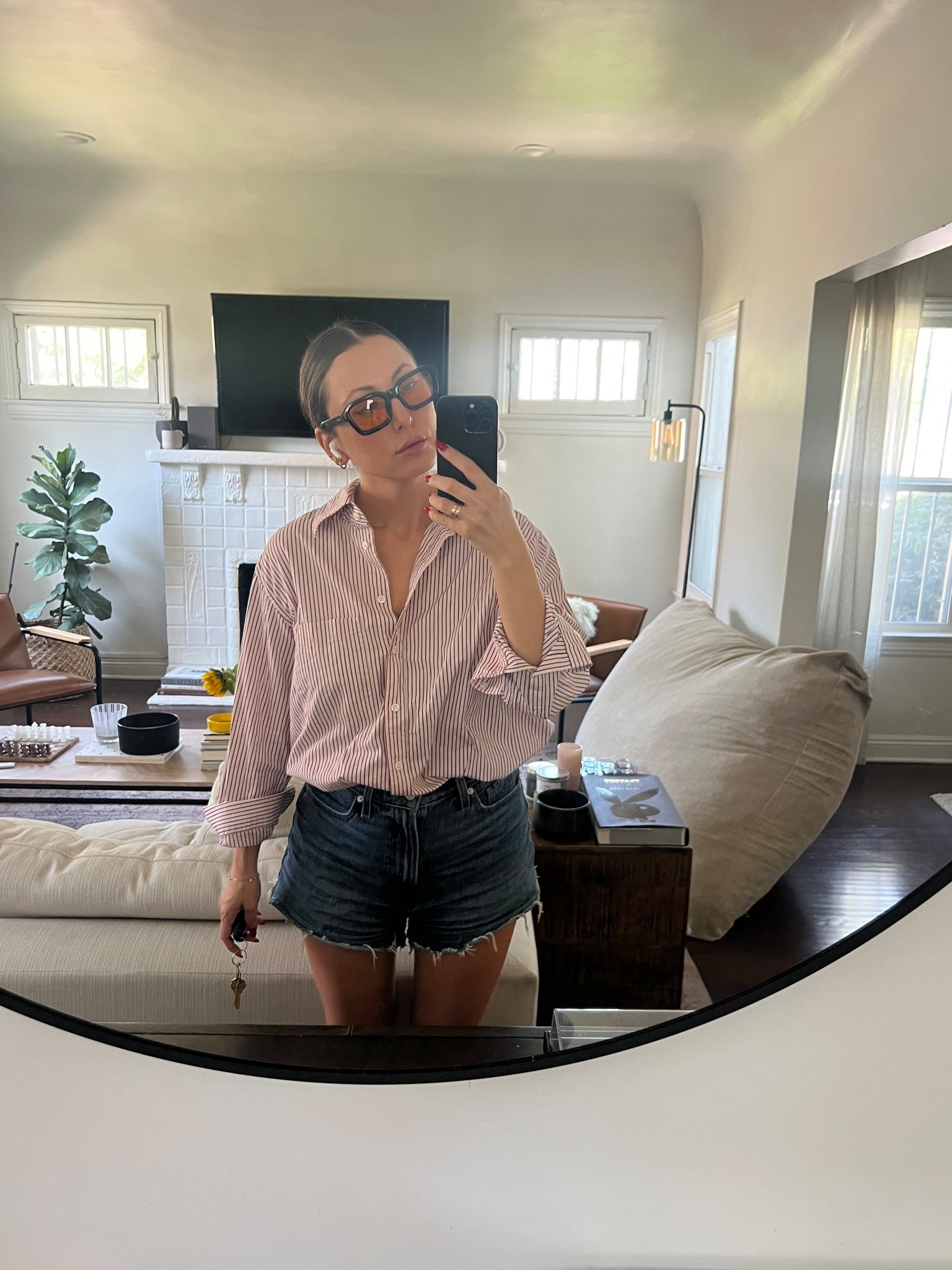 Gap Oversized Pink Striped Buttondown + Levi’s Mom Denim Shorts - Coffee Run / Errands / School Drop Off / OOTD

#LTKFindsUnder50 #LTKSaleAlert #LTKFindsUnder100