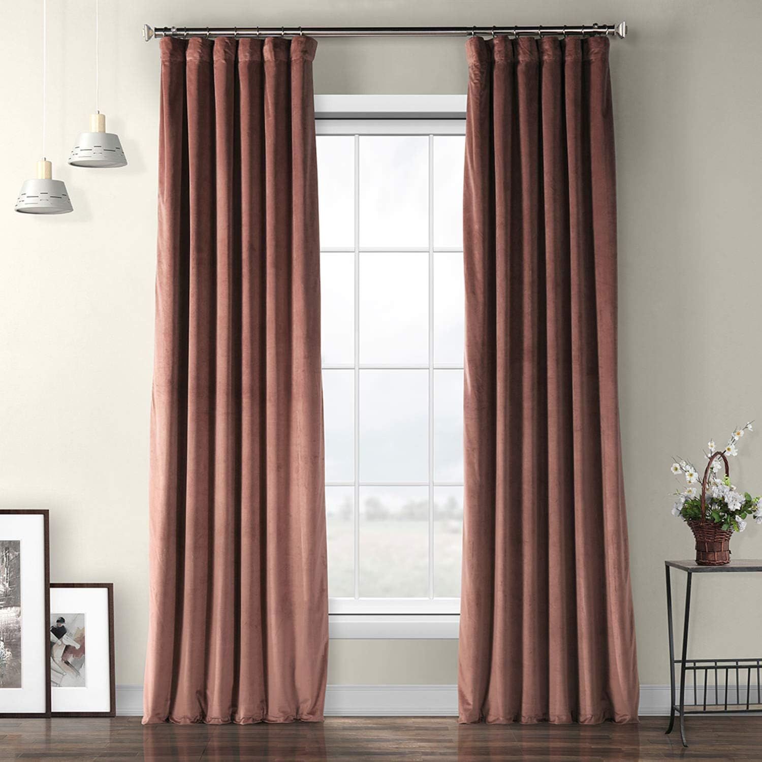 HPD Half Price Drapes VPYC-161234-84 Plush Velvet Curtain (1 Panel), 50 X 84, Wild Rose | Amazon (US)