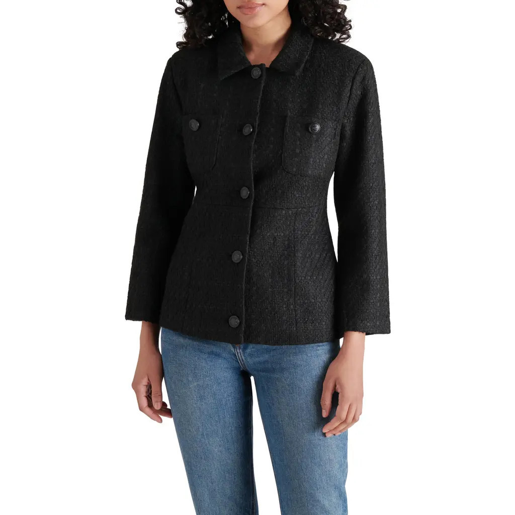 Steve Madden Eponine Tweed Blazer in Black at Nordstrom Rack, Size Small | Nordstrom Rack