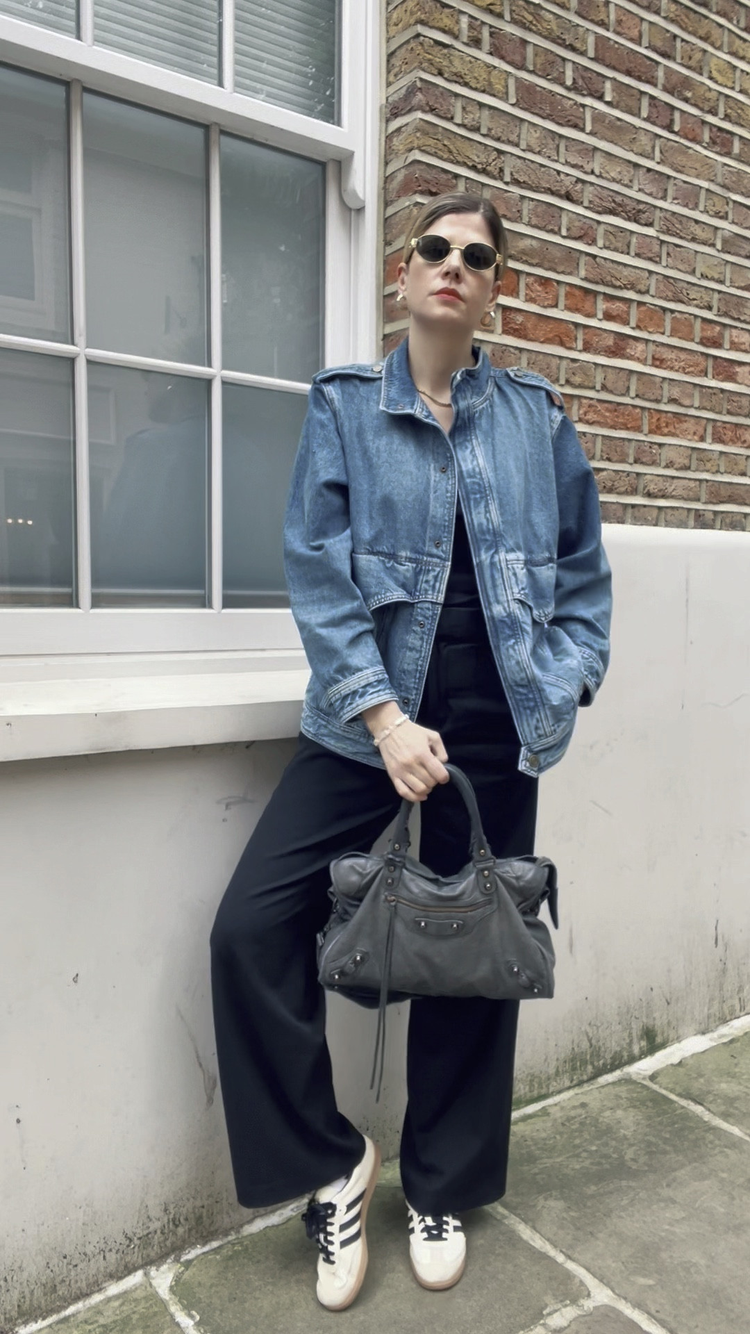 Smart casual outfit, denim jacket, frame jacket, adidas samba, sambas, balenciaga bag 

#LTKmodest #LTKstyletip #LTKuk