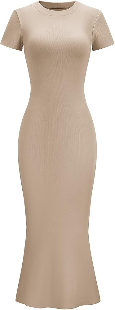 LOMON Women Fishtail Hem Ribbed Maxi Dresses Summer Casual Stylish Y2k Sexy Fitted Lady Elegant C... | Amazon (US)
