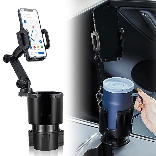 This Hill Car Cup Holder Expander Adjustable Base with Phone Mount 360° Rotation Cup Holder Cell Phone Holder for Car Compatible with iPhone All Smartphones | Amazon (US)