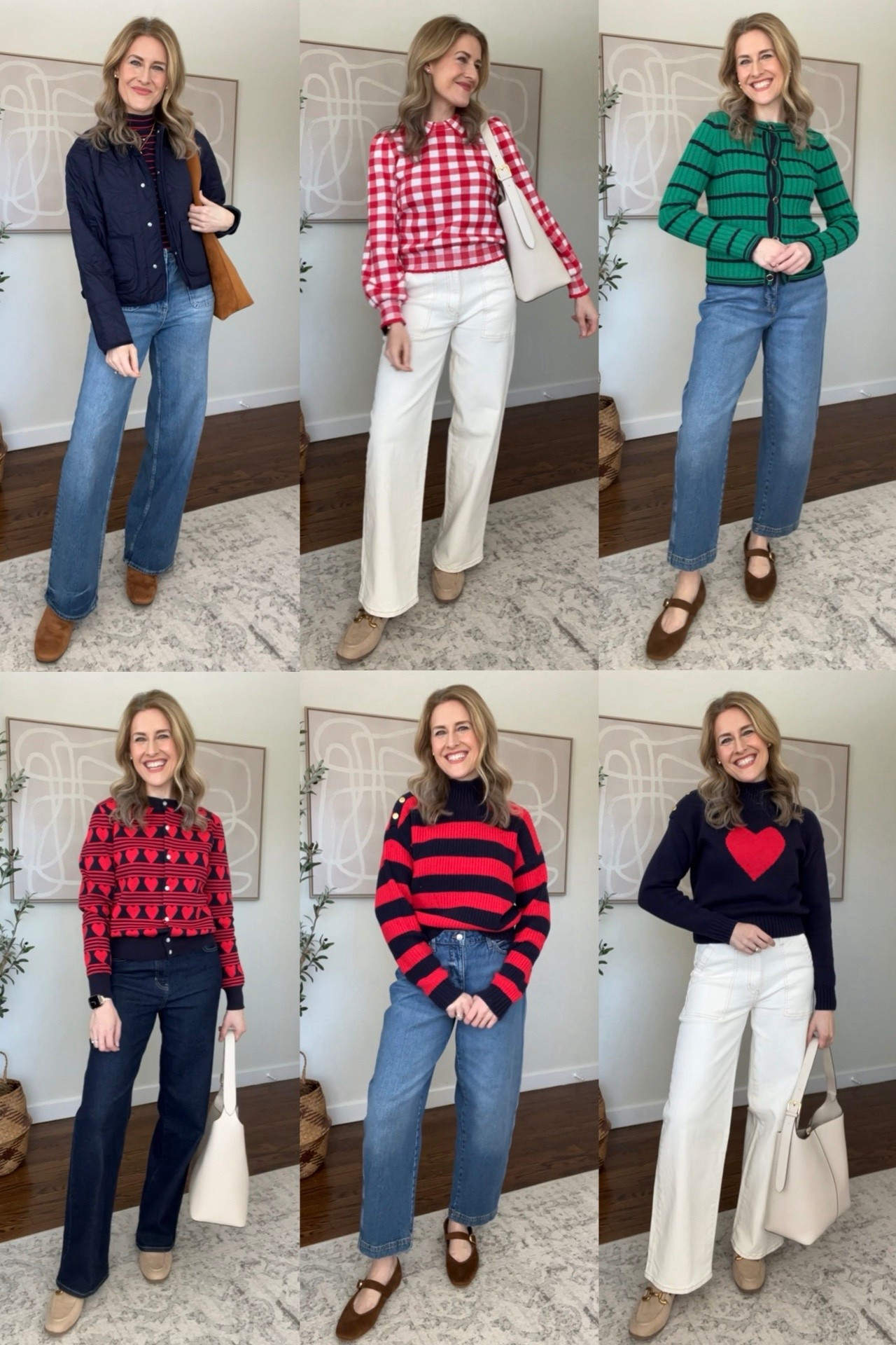 Walmart week’s worth of outfit ideas (most on clearance and fully stocked!) I am wearing my true size small in each top and it’s a classic fit. Sweaters are cotton or cotton/blend. Green cardigan sleeves are a bit short on me, you may want to go up one size. You could also size up in the sweaters with the gold buttons on the shoulder for a relaxed fit. Jeans fit true to size (I’m a 6) except the barrel jeans which run big; I sized down to a 4. #walmartfashion #walmartfinds 

#LTKWorkwear #LTKOver40 #LTKootd