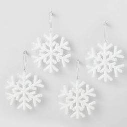 4ct Yarn-Wrapped Snowflake Christmas Tree Ornament Set White - Wondershop™ | Target