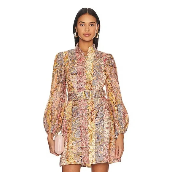 Belted Mini Dress in Multi Paisley Stripe | Poshmark